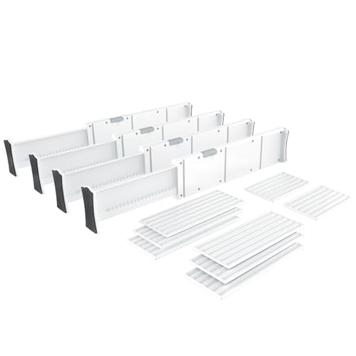 KABUM Upgrade Adjustable Drawer Divider Organizer Clothes Dresser Organizer,Expandable Organization for Home, Office,2.8" High Expandable from 11.7" to 18.5",4 Dividers with 6 Long and 2 Short Inserts - Image 1