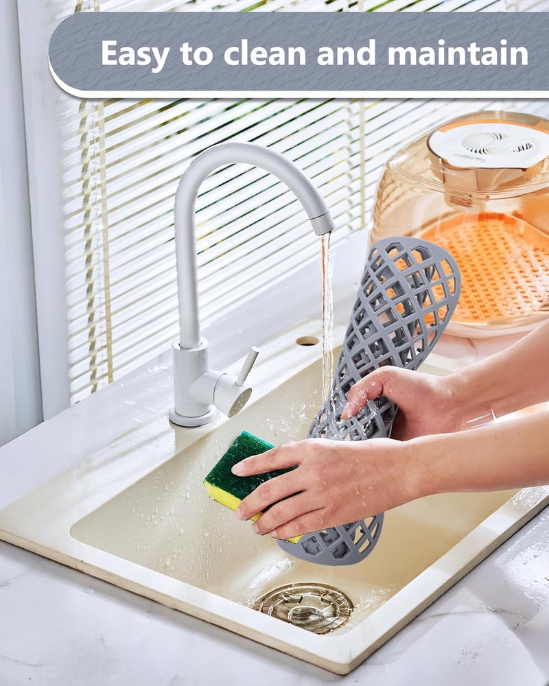 BEHOK Store 2 Pack Silicone Sink Protector for Kitchen Sink, Lozenge Pattern 12 x 11" Sink Grid Mat Silicone Protectors, Center Drain, Gray - Image 2