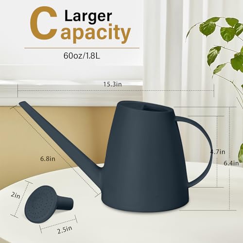 TTAOE GN Watering Can - for Indoor and Outdoor House Plant Garden - with Long Spout - 1/2 Gallon - Grey - Image 2