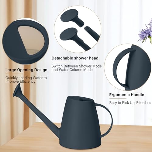 TTAOE GN Watering Can - for Indoor and Outdoor House Plant Garden - with Long Spout - 1/2 Gallon - Grey - Image 4