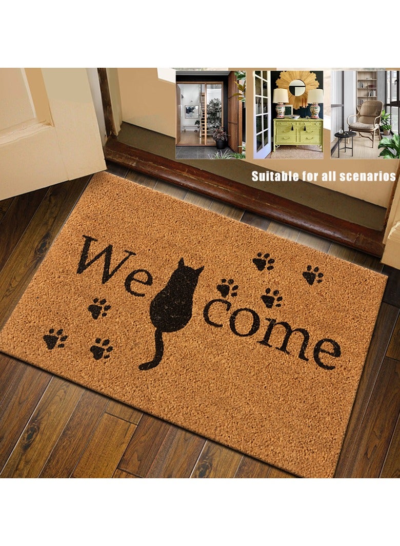 Generic Retro Water Absorption Non-Slip Doormat Floor Mat, Welcome Door Mat, Low Profile Non-Slip Entrance Mat, Suitable For Indoor and Outdoor use Brown 60x40cm  - Image 1