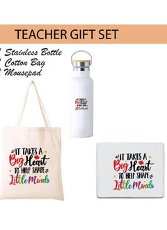 PRINTSHOP4ME Teacher's Day Pack of 3 Combo Pack - Stainless Steel Bamboo Cap Flask Bottle 600ml, Cotton Bag and Mousepad - Teacher's Day Gift Set - Gift for World Teachers Day  - Image 2