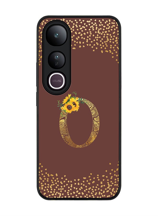 Stylizedd For vivo V50 Lite Case,Slim fit Camera Protection, Shockproof Thin Phone cover  - Custom Floral Monogram - O  (Brown )