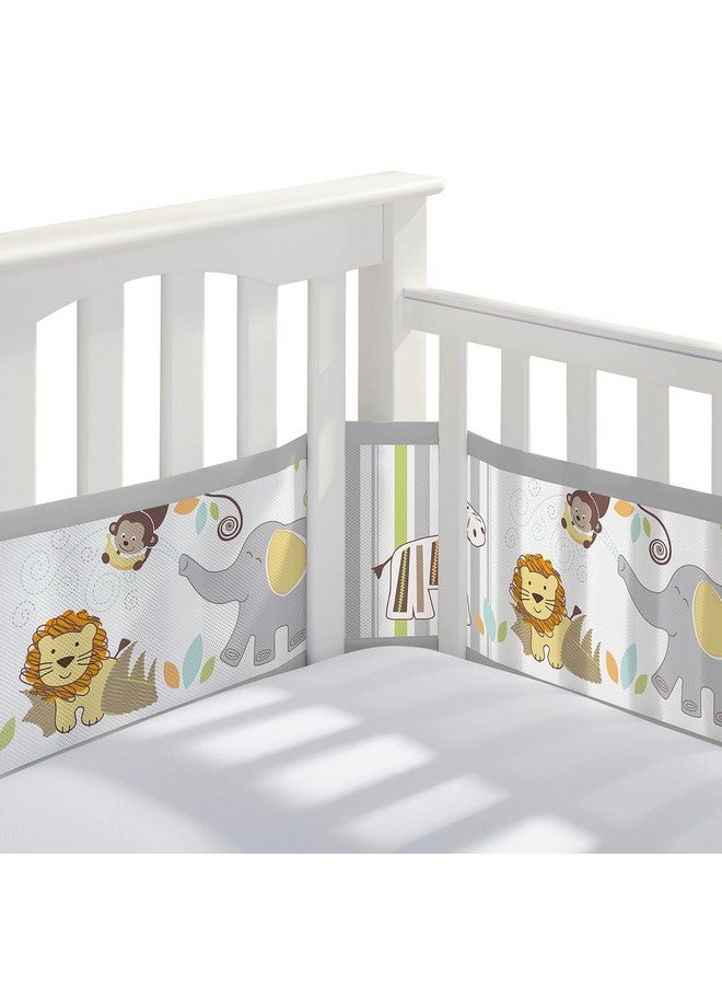 BreathableBaby Breathable Mesh Liner for Full-Size Cribs, Classic 3mm Mesh, Safari Fun Too (Size 4FS Covers 3 or 4 Sides) - Image 1
