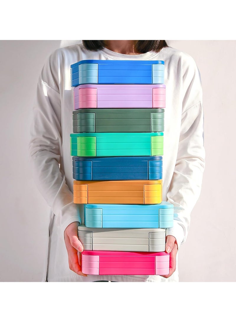 هاي هونور صندوق غداء بينتو مقاوم للتسرب للكبار والصغار - خالٍ من مادة BPA، صندوق بينتو كبير الحجم بثلاث حجرات، آمن للاستخدام في الميكروويف وغسالة الأطباق، مناسب للعمل، والحضانة، والمدرسة، والسفر (أزرق) - Image 4