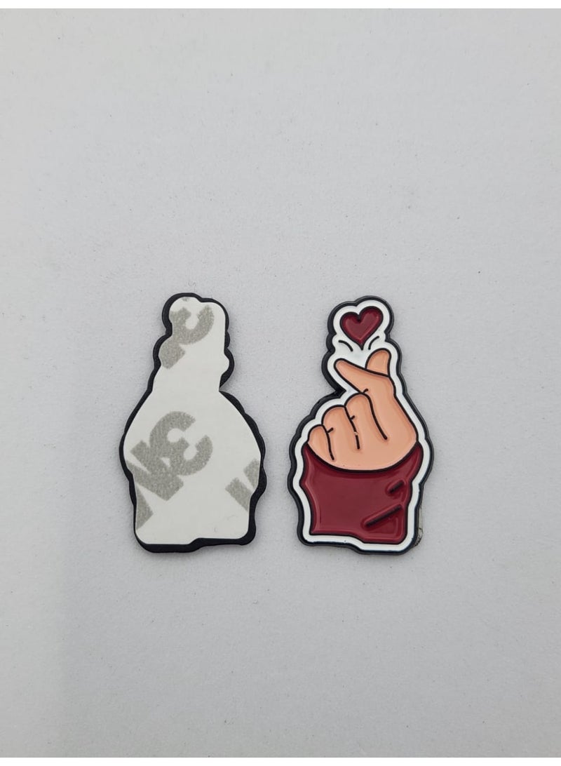 ملصق قلب على شكل إصبع للهواتف المحمولة، وملحقات أجهزة الكمبيوتر المحمولة، وملصقات عرض للمعجبين، وأجهزة الآيباد، وحقائب الظهر، ولهواة جمع الملصقات، والجدران، والأبواب، والسيارات، والشاحنات، والدراجات النارية. - Image 2