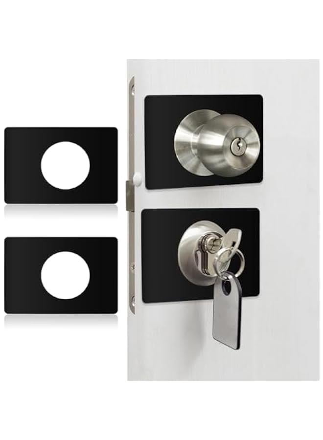 Reinforce your Door Lock with Stainless Steel Repair Plate and Adhesive Tapes for Secure and Stable Knob Fixing - Prevent Loose or Wobbly Door Locks (Black) - Image 1