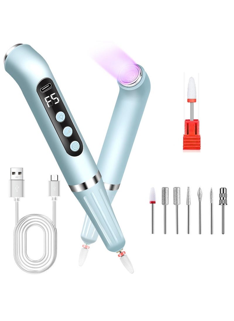 Captaintech Drill Cordless UV Nail Lamp 2 in 1 Nail Drill Professional, E Filer for Nails Electric Nail File Portable with Small UV Light for Gel Nail Acrylic Nail Polishing Curing Manicure Pedicure  - Image 1