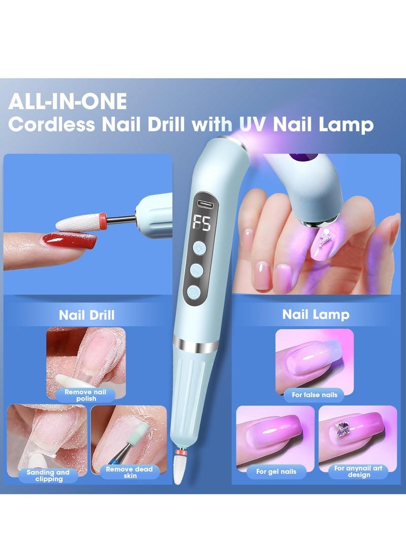 Captaintech Drill Cordless UV Nail Lamp 2 in 1 Nail Drill Professional, E Filer for Nails Electric Nail File Portable with Small UV Light for Gel Nail Acrylic Nail Polishing Curing Manicure Pedicure  - Image 5