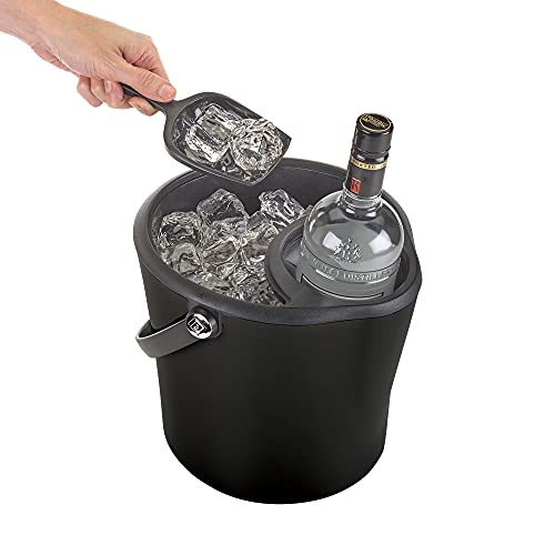 Polder Chill Station for Wine, Champagne, Spirits and More, Separate Area for Fresh Ice, Ice Bucket, Double Wall Insulated, Ice Scoop Included, Silicone bottle-wiping ring - Image 4