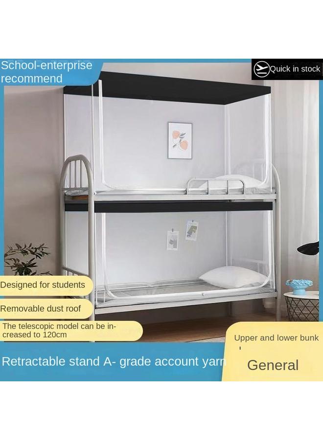 Bluejw Mosquito Net Zipper Three-door Student Upper And Lower Bunk General Dormitory Dormitory 0.9 Meters Pure White Bracket School - Image 1