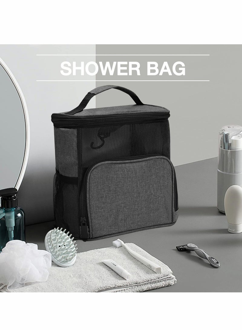 SYOSI Shower Mesh Caddy Bag, Portable Shower Caddy for College Dorm Travel, Separate Compartment, Large Capacity, Quick Dry Mesh Base, Hanging Toiletry Bath Bag for Student.  - Image 4
