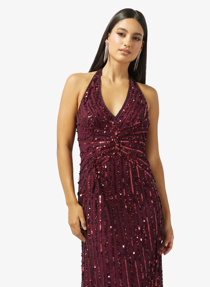 Namshi x  Halter Neck Embellished Dress for Women | Best Price UAE