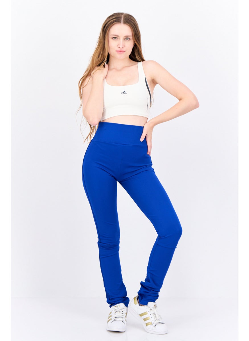 adidas Originals Women Sportwear Fit Embroidered Logo Outdoor Tights, Royal Blue  - Image 4