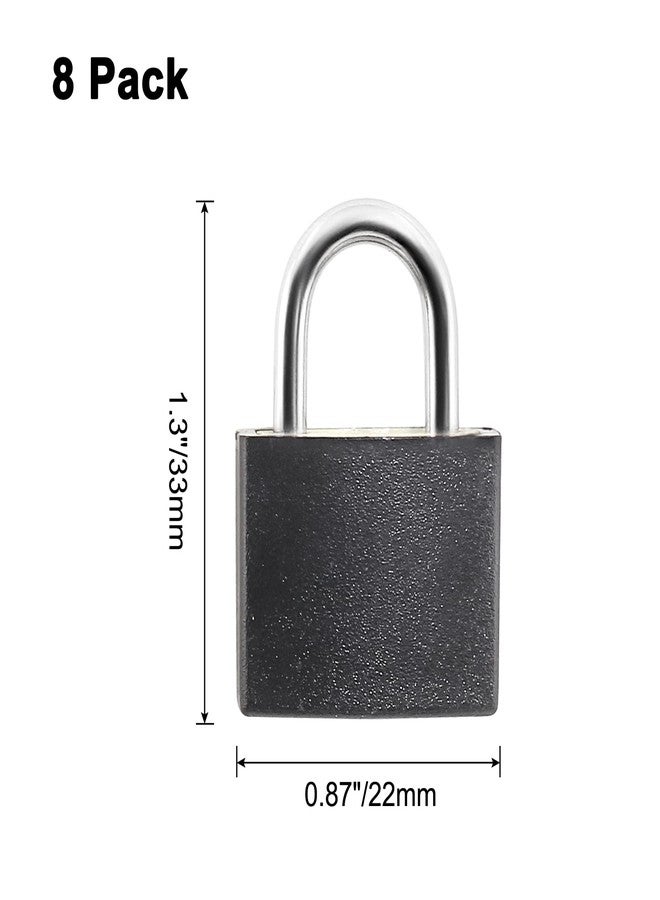 Rierdge Suitcase Locks with Keys, 8 Pcs Black Small Luggage Padlocks Metal Padlocks Mini Keyed Padlock for School Gym Classroom Matching Game - Image 2