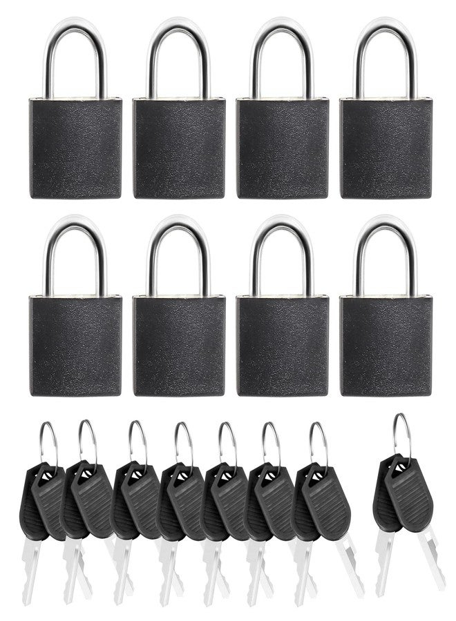 Rierdge Suitcase Locks with Keys, 8 Pcs Black Small Luggage Padlocks Metal Padlocks Mini Keyed Padlock for School Gym Classroom Matching Game - Image 1