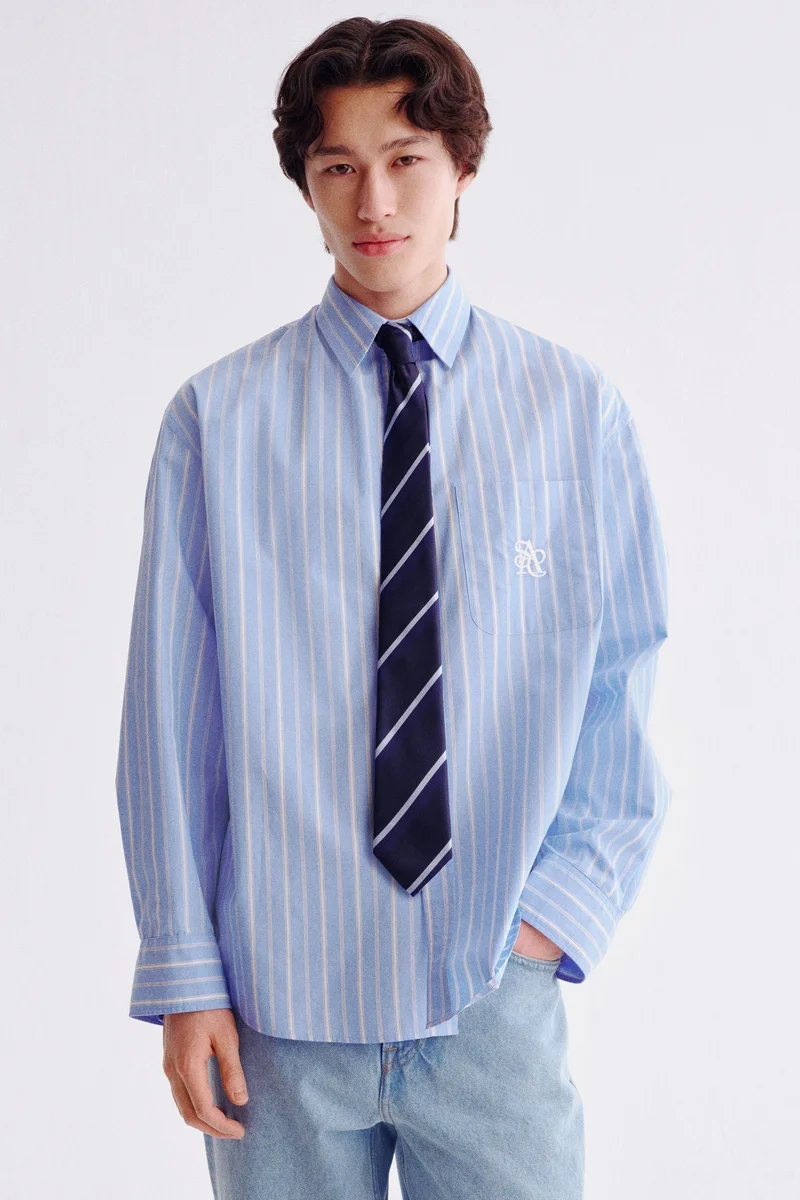 اتش اند ام قميص بوبلين بقصة مريحة