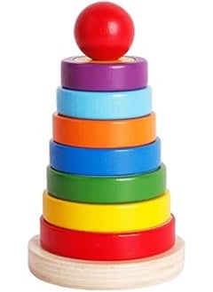 Generic Wooden Toys  Tower Sorting Rings Stacking Building Puzzle Toys Educational Color Recognition Geometric Shapes Montessori Stem Toy for Kids 1 Year Old 