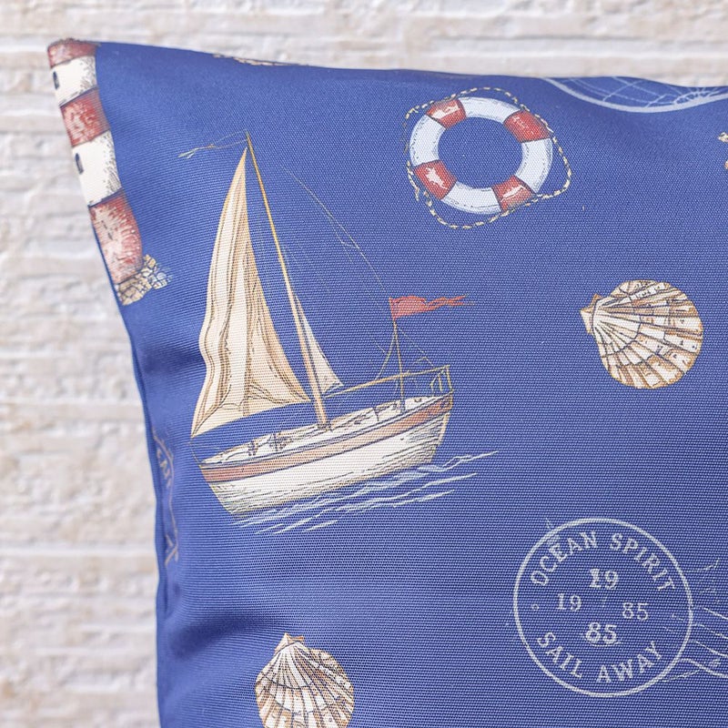 DANUBE HOME Woven Cushion 45X45Cm - Nautical Emblem, Multicolour, Coastal Emblem Accent Cushion, 100% Polyester Fabric, For Patio Chairs And Balcony Benches - Image 4