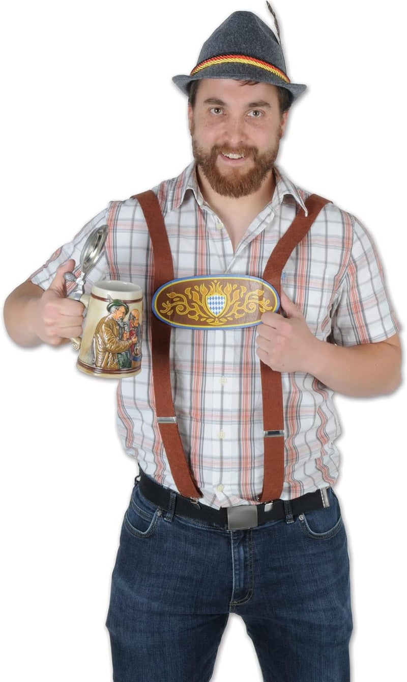 Beistle Bavarian Suspenders2 Pack BrownBlueGoldWhite One Size - Image 4