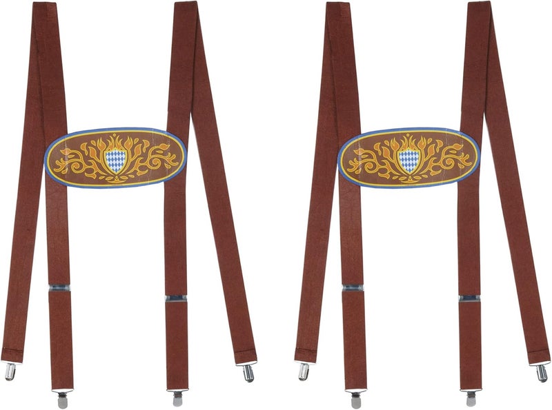 Beistle Bavarian Suspenders2 Pack BrownBlueGoldWhite One Size - Image 1