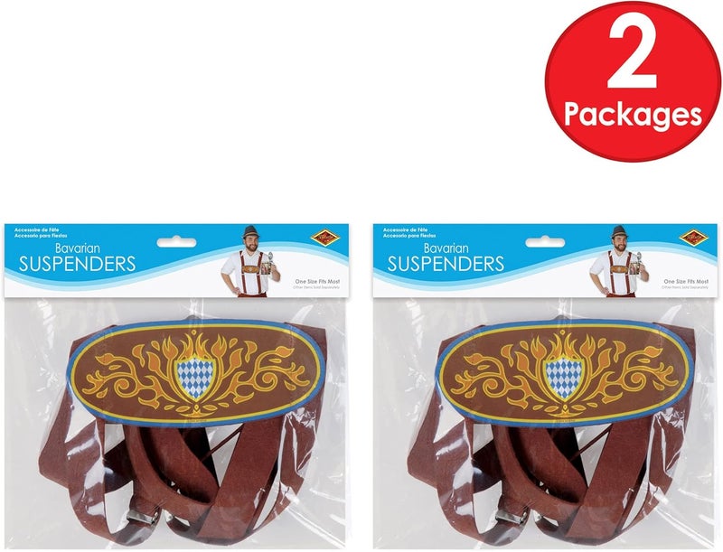 Beistle Bavarian Suspenders2 Pack BrownBlueGoldWhite One Size - Image 5
