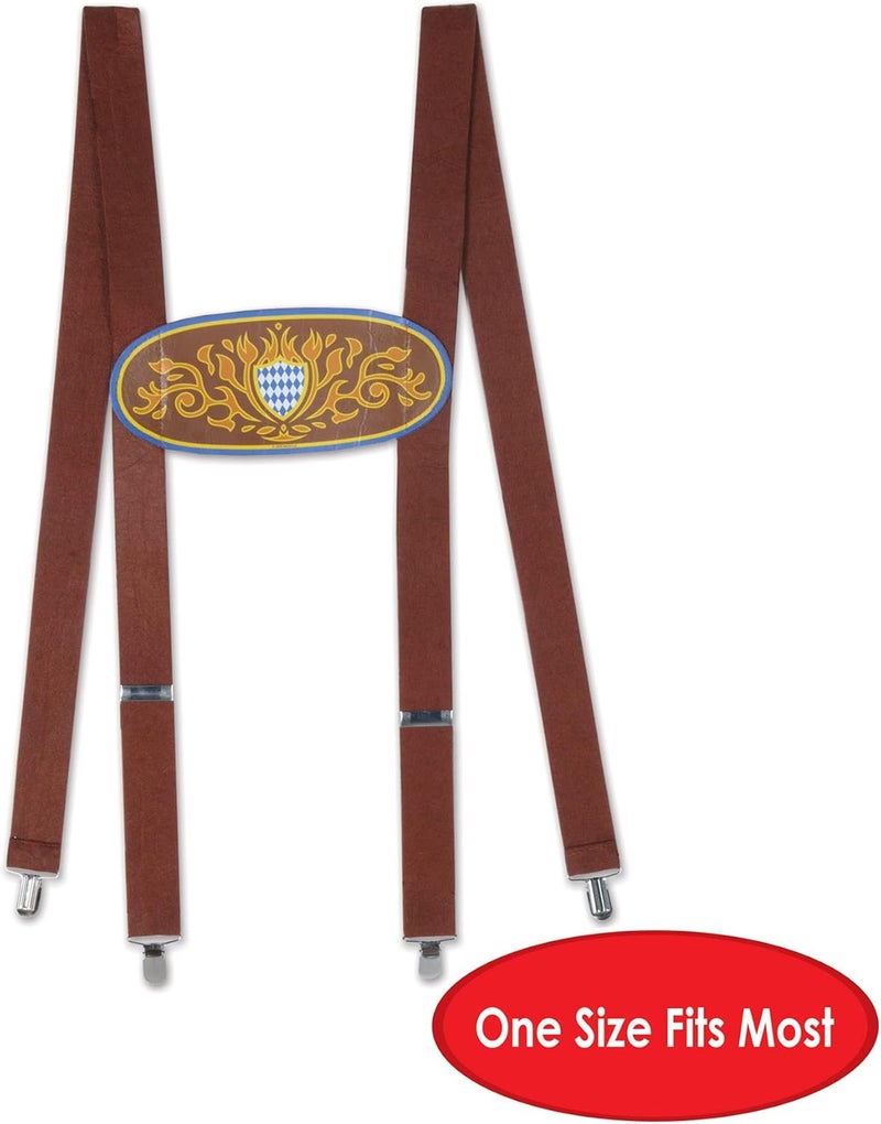 Beistle Bavarian Suspenders2 Pack BrownBlueGoldWhite One Size - Image 2
