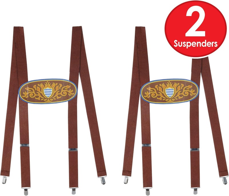 Beistle Bavarian Suspenders2 Pack BrownBlueGoldWhite One Size - Image 3