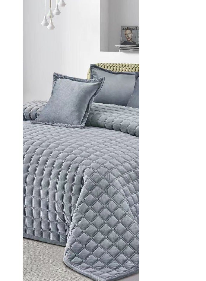 مينجلي طقم لحاف شتوي سادة نفرين مخمل ناعم نظام 6 قطع حشوه مضغوط مقاس اللحاف 250x230 سم - Image 3