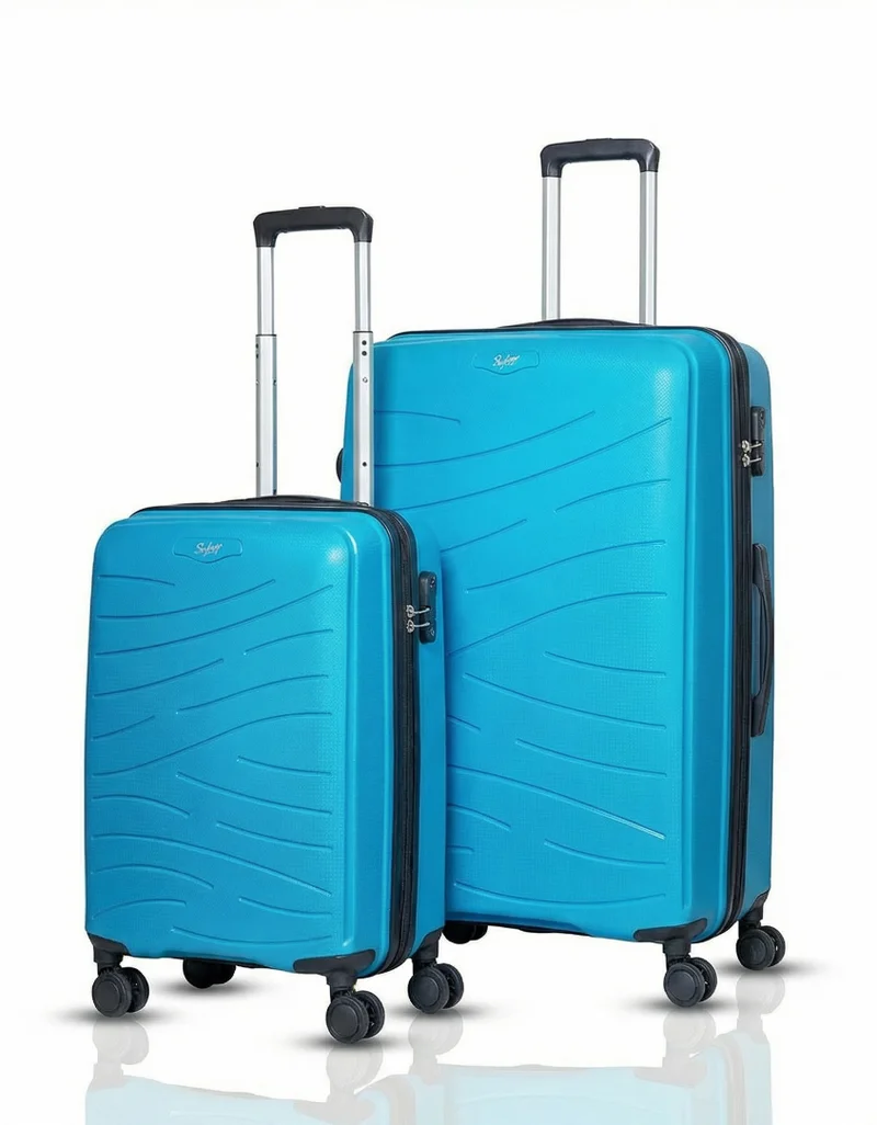 سكاي باجز مجموعة حقائب سفر ماكس  دبليو بعجلات دوارة  درجة بنمط سادة من البولي بروبلين، مقاس  سم مقصورة و  سم كبيرة، أزرق