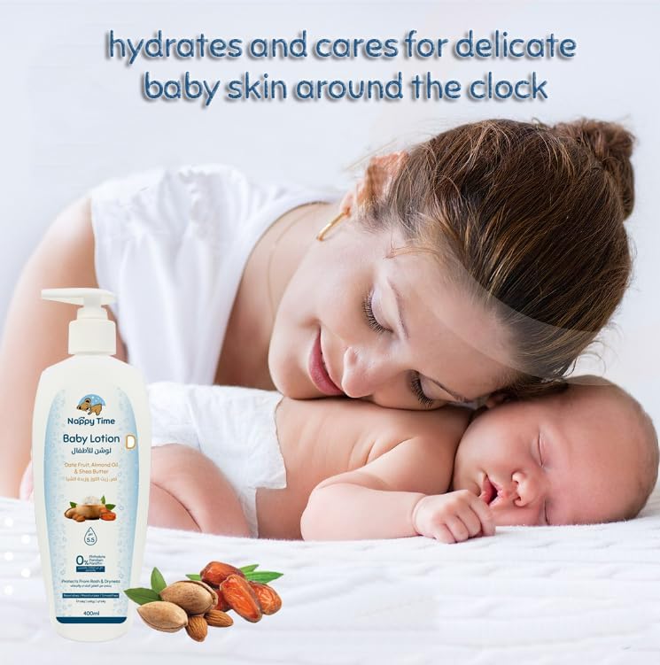 Nappy time Baby Lotion Dates Almond and Shea Butter 400ml - Image 1