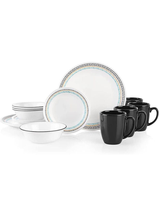 Corelle طقم أدوات المائدة بالوما مكون من 16 قطعة لخدمة 4 أشخاص متعدد الألوان - Image 1