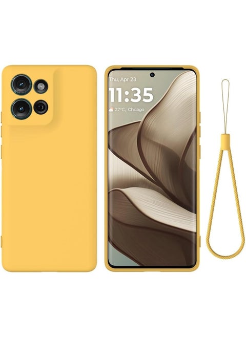 حالة متوافقة مع Motorola Moto G75، حالة سائلة من السيليكون الجيل الناعم TPU مع طبقة قماش ميكروفيبر، غطاء مانع للبصمات ومضاد للصدمات مع حزام حبل
