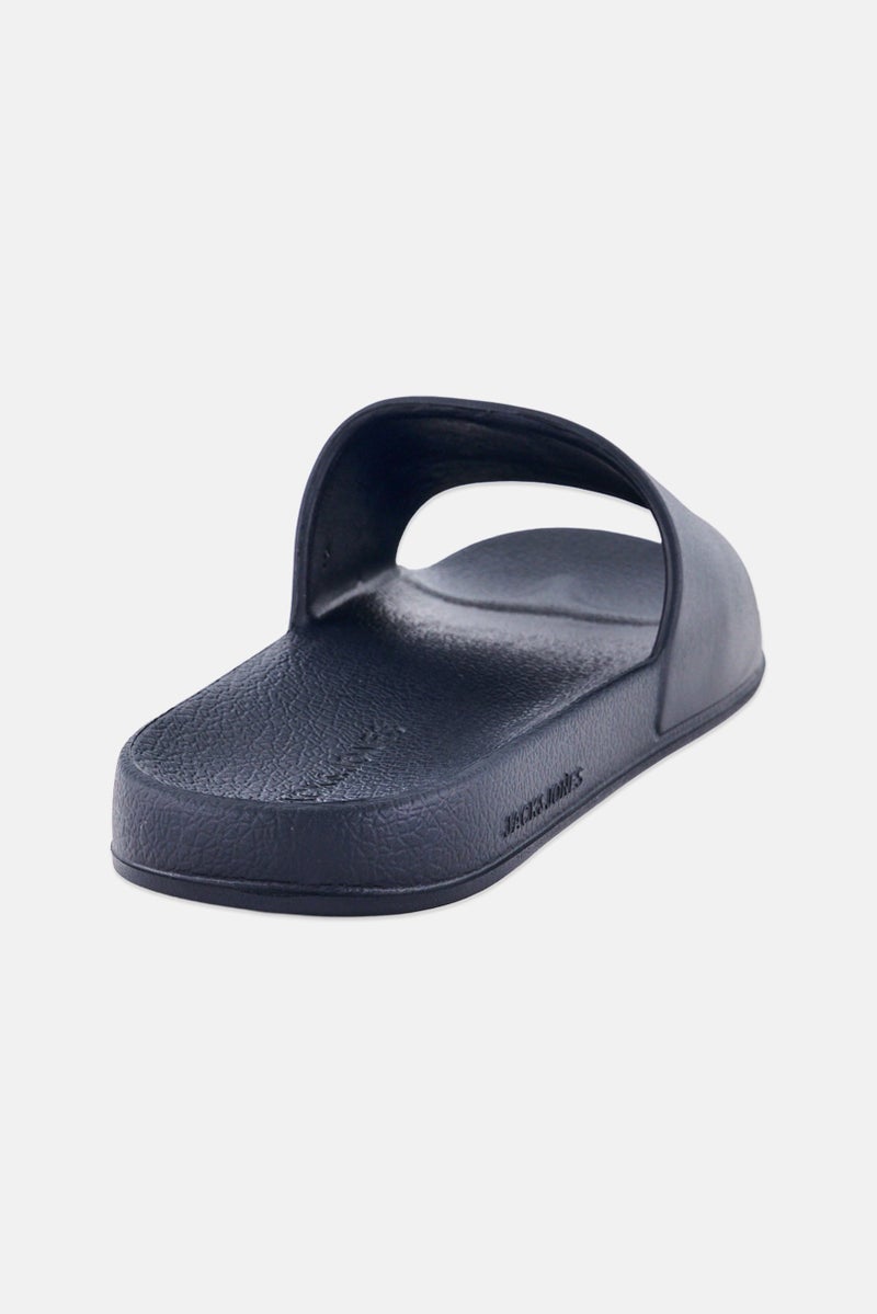 JACK & JONES Men Brand Logo Slip On Slides, Black - Image 3