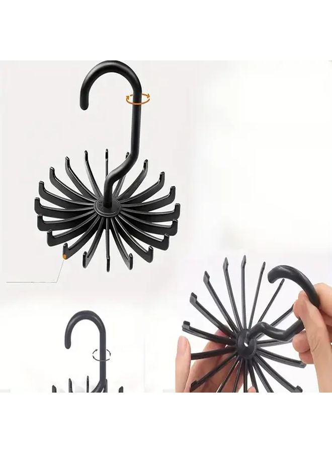 20 خطاف أسود متعدد الوظائف بمخالب مانعة للانزلاق دوارة 360 درجة لتعليق الأوشحة والربطات والحزام ومنظم التعليق - Image 4