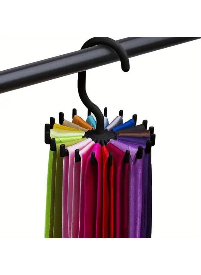 20 خطاف أسود متعدد الوظائف بمخالب مانعة للانزلاق دوارة 360 درجة لتعليق الأوشحة والربطات والحزام ومنظم التعليق - Image 1