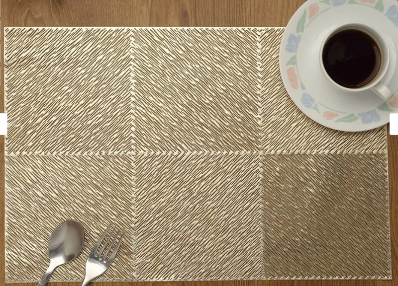 Kritvi Polyester Table Mat Place Mat Round Shape Place Mats Design Dining Table Mats/Dressing Table Mats Table Mat Round/Round Pvc Table Mats/Cutwork/Bed Side Table Mats (Gold) - Image 1