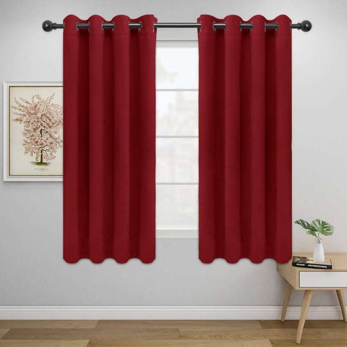 EASYGOING BLACKOUT CURTAINS FOR BEDROOM SOLID THERMAL INSULATED GROMMET AND NOISE REDUCTION WINDOW DRAPES ROOM DARKENING CURTAINS FOR LIVING ROOM 2 PANELS 52X63 INCHRISTMAS RED