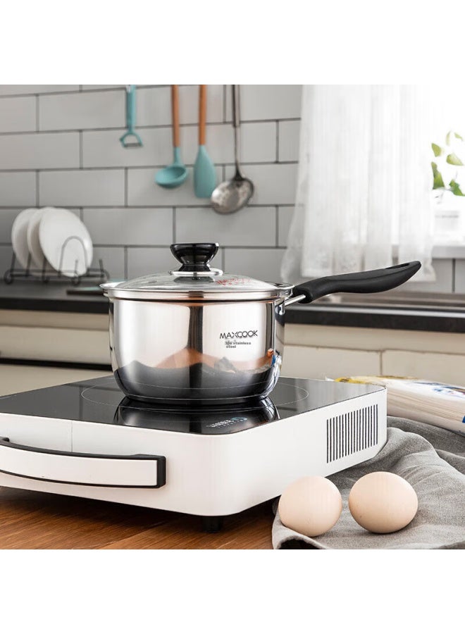 MAX COOK Maxcook Milk Pot, 304 Stainless Steel Milk Pot And Soup Pot 16cm, Noodle Cooking And Baby Food Pot, Thickened Composite Bottom Ln116 - Image 1