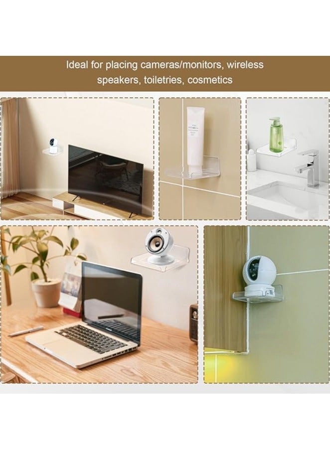Acrylic Small Wall Shelf Set of 2 for Security Cameras, Speakers, Baby Monitors, Floating Shelves Easy to Install No Drill  (Clear) - Image 2