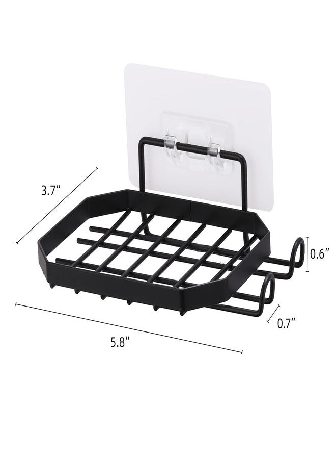 acDesign 2Pcs Soap Holder for Shower Wall with 2 Hooks Removable Stainless Steel Bathroom Soap Holder No Drilling(Black) - Image 2