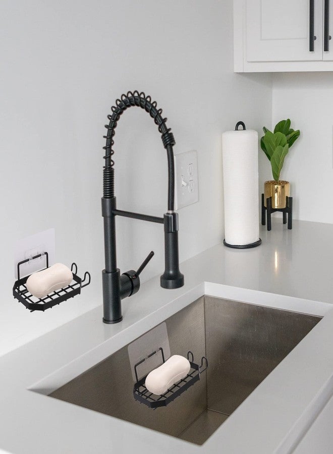 acDesign 2Pcs Soap Holder for Shower Wall with 2 Hooks Removable Stainless Steel Bathroom Soap Holder No Drilling(Black) - Image 4