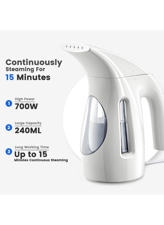 HiLife HiLIFE Steamer for Clothes, Portable Handheld Design, 240ml Big Capacity, 700W, Strong Penetrating Steam, Removes Wrinkle, for Home, Office and Travel(ONLY FOR 120V)(White)  - Image 2