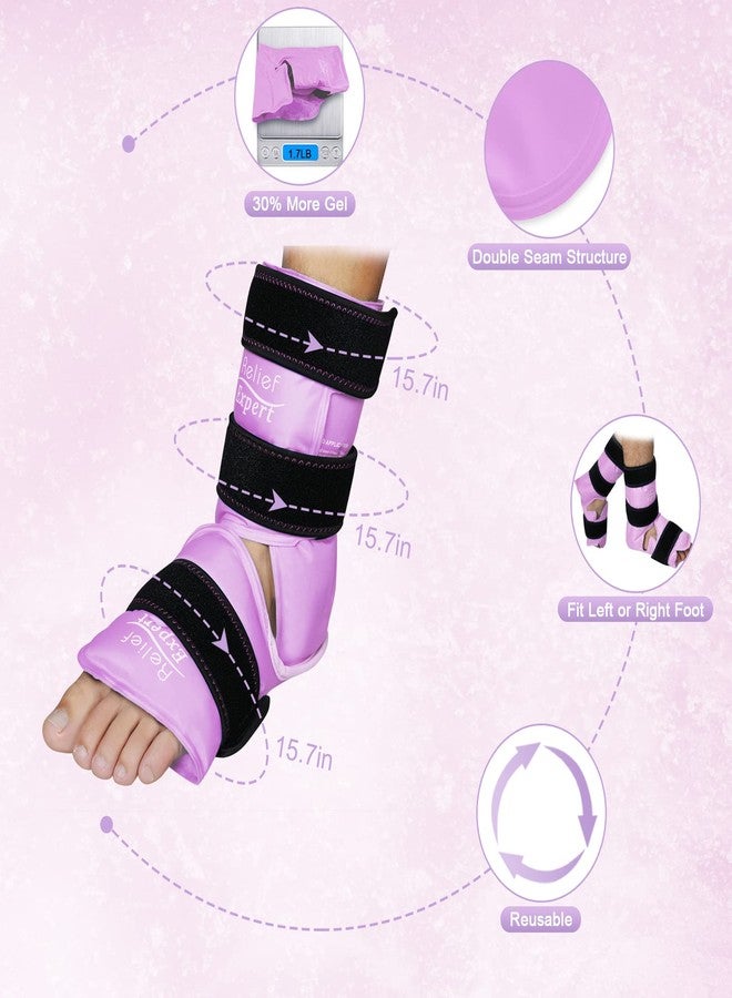 Relief Expert Ankle Ice Pack Wrap – Reusable Cold Gel Pack for Foot and Heel, Dual-Sided Design with Soft Plush Lining, Flexible Cold Compress for Achilles and Ankle Support, Pink - Image 2