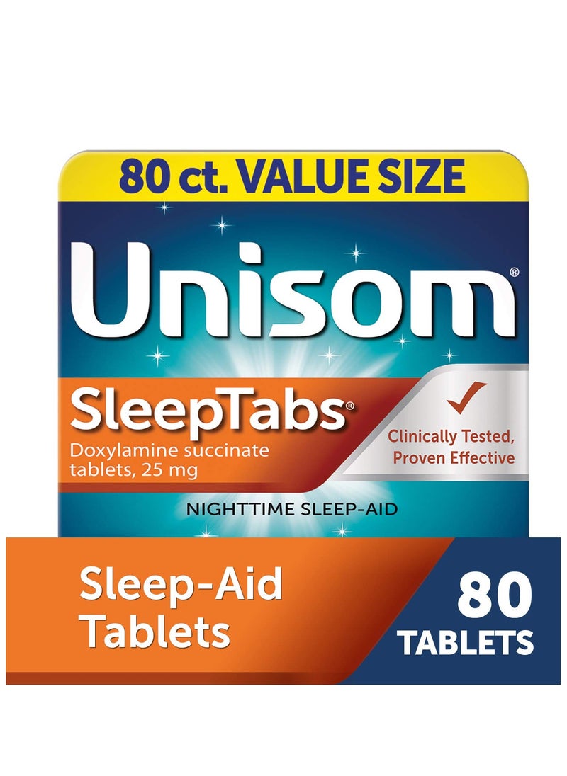 Unisom - Unisom SleepTabs, 80 Count, Non-Habit Forming Sleep Aid, Great for Difficulty Falling Asleep Due to Anxiety or Stress, Fall Asleep Faster and Wake Up Feeling Refreshed - Image 1