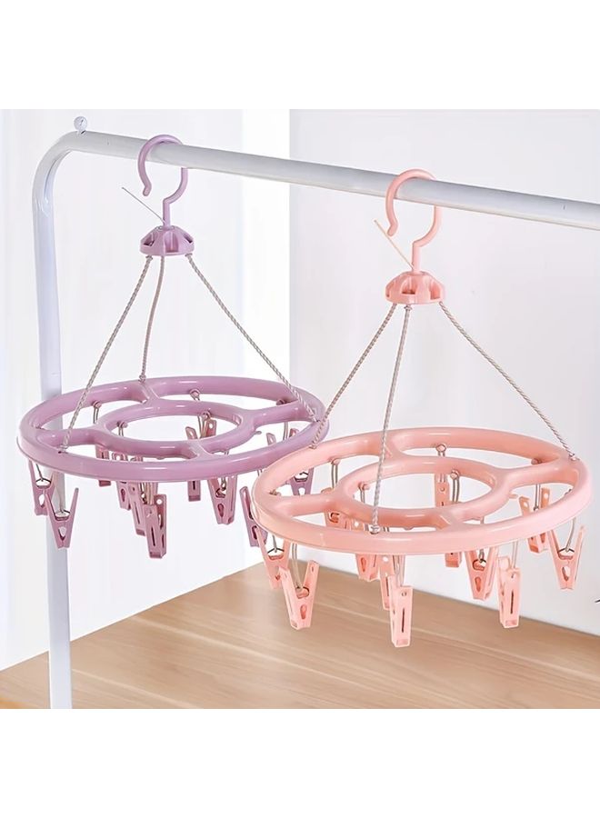 Bean Green 360 Degree Windproof Drying Rack With 12 Clips Multifunctional Clothing Organizer - Image 2