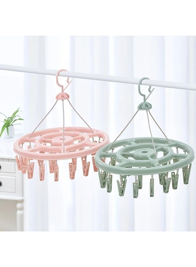 Bean Green 360 Degree Windproof Drying Rack With 12 Clips Multifunctional Clothing Organizer - Image 5