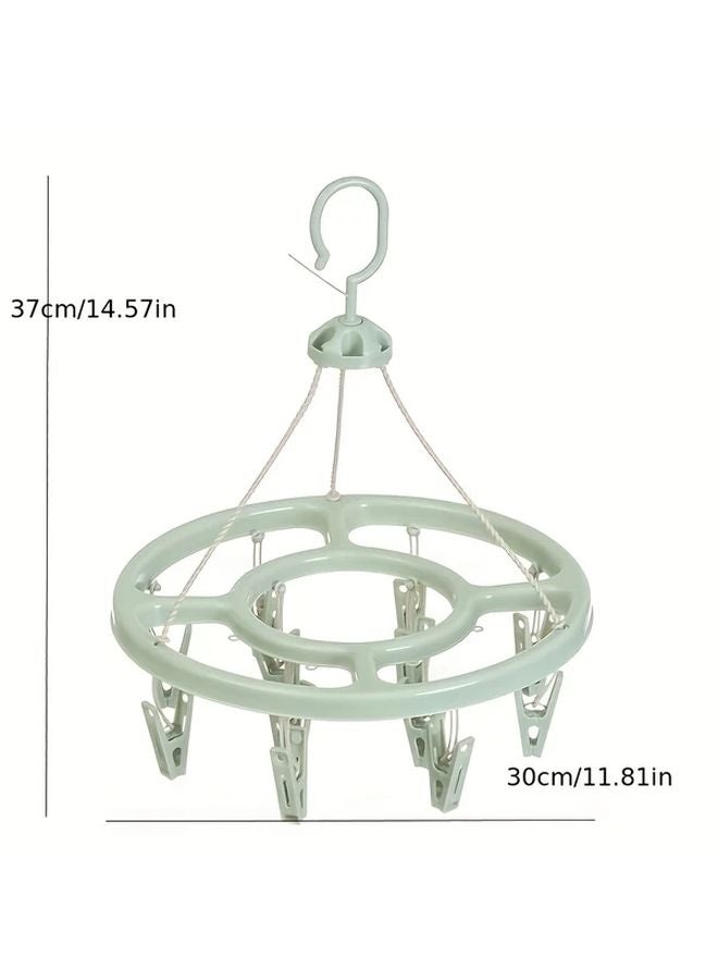 Bean Green 360 Degree Windproof Drying Rack With 12 Clips Multifunctional Clothing Organizer - Image 4