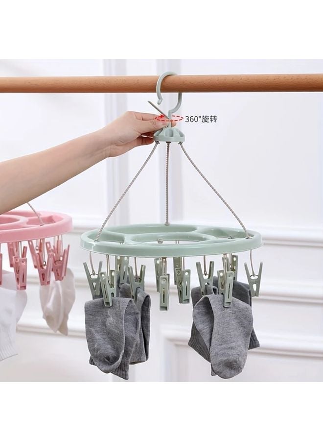 Bean Green 360 Degree Windproof Drying Rack With 12 Clips Multifunctional Clothing Organizer - Image 3