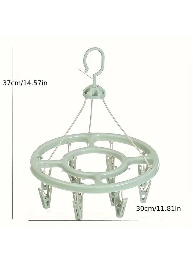 Bean Green 360 Degree Windproof Drying Rack With 12 Clips Multifunctional Clothing Organizer - Image 1